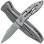 Preview: Herbertz Switchblade Knife with Safety Catch, Partial Serration, Silver