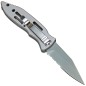 Preview: Herbertz Switchblade Knife with Safety Catch, Partial Serration, Silver