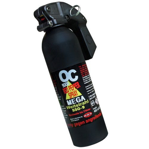 Preview: KKS OC5000 MEGA Weitstrahl Pfefferspray mit Pistolengriff 400 ml