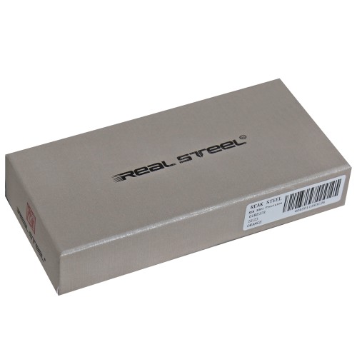 Real Steel, pocket knife, orange, G10 scales, framelock, thumb pin, clip