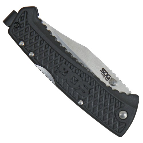 SOG, pocket knife, one-handed, GRN scales, clip, backlock, thumb stud