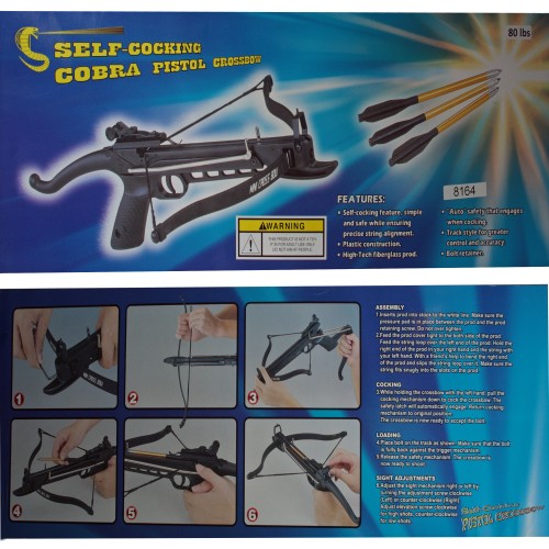 Armbrustpistole COBRA 80 lbs inkl. 3 Pfeilen mit Knickspann