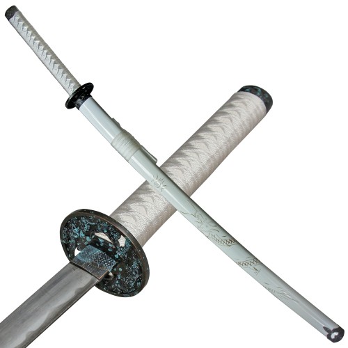 1 Katana White Dragon mit Holzscheide