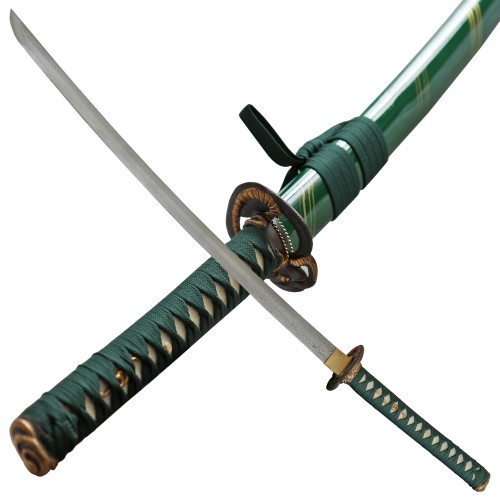HK, Samuraischwert, Katana, grüne dekorative Holzscheide,