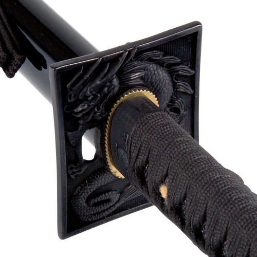 Ninja sword with traditional square metal tsuba