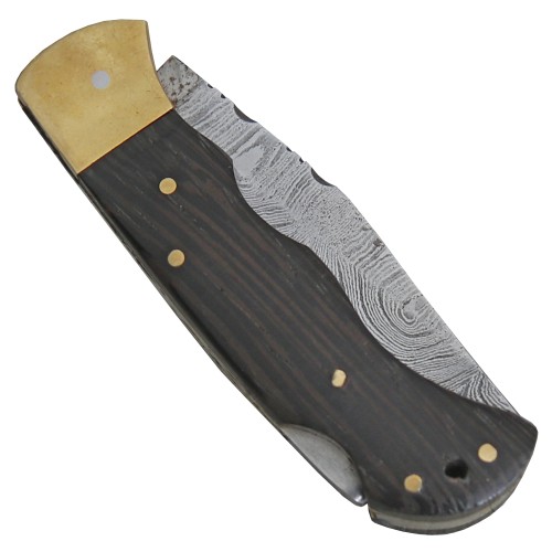 Haller, pocket knife, wengen wood, leather case, backlock