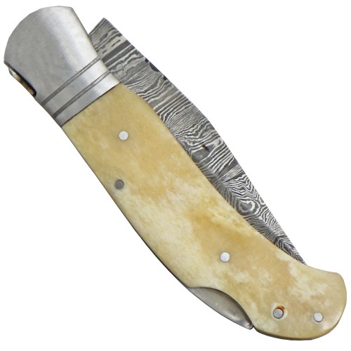 Haller, pocket knife, two-handed knife, horn handle, leather sheath