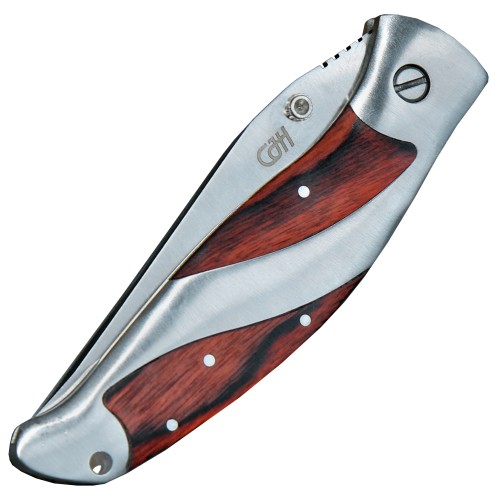 Preview: Taschenmesser Einhand mit Pakkaholz ​Schalen inkl. Holzschatulle