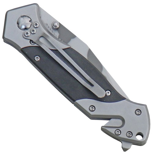 CJH Rettungsmesser, Einhandmesser, Camo Klinge, G10 Schalen