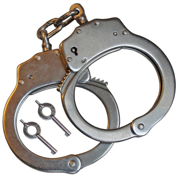 Stainless Steel Handcuffs with Lock Between Chain and 2 Keys
