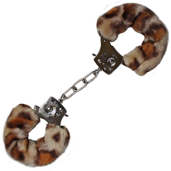 Furry Love Cuffs Handcuffs with Leopard Plush Cover