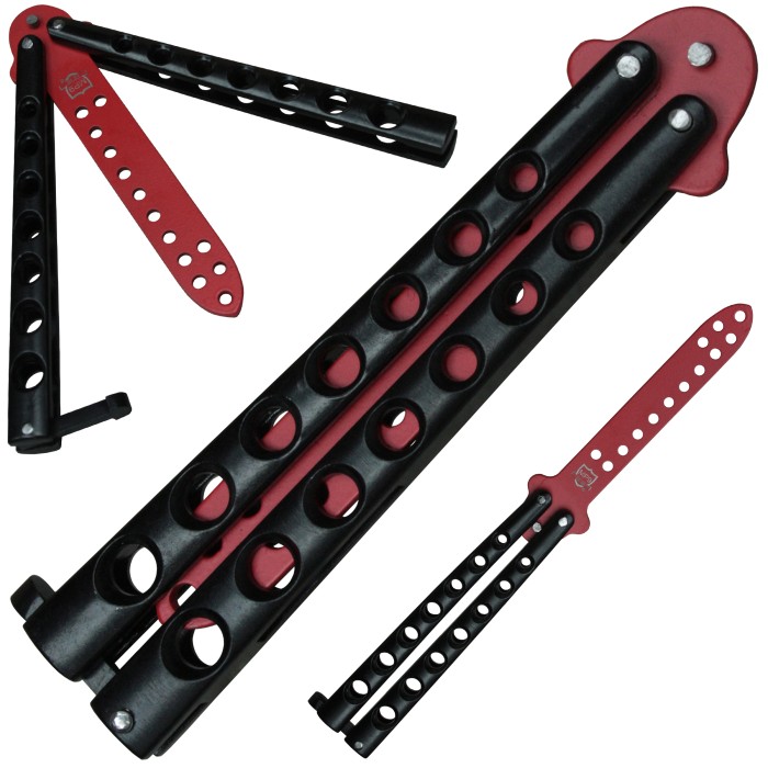 MP9 Balisong Trainings-Übungsmesser Butterfly rote Klinge