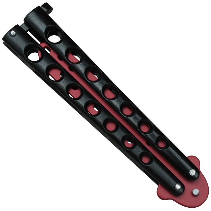 MP9 Balisong Trainings-Übungsmesser Butterfly rote Klinge