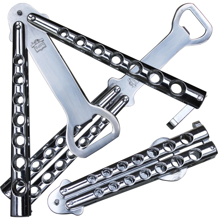 Balisong Cerveza, Flaschenöffner, silberfarben, Butterfly Form