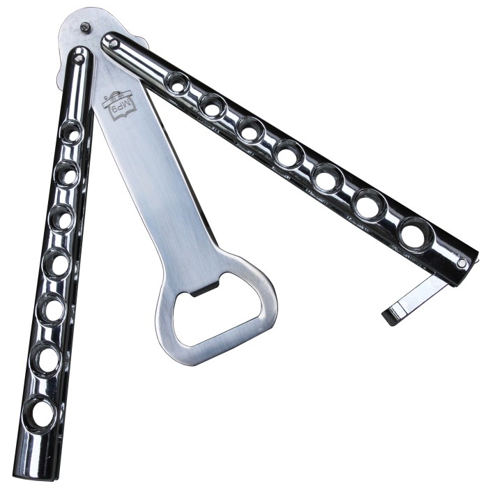 Balisong Cerveza, Flaschenöffner, silberfarben, Butterfly Form