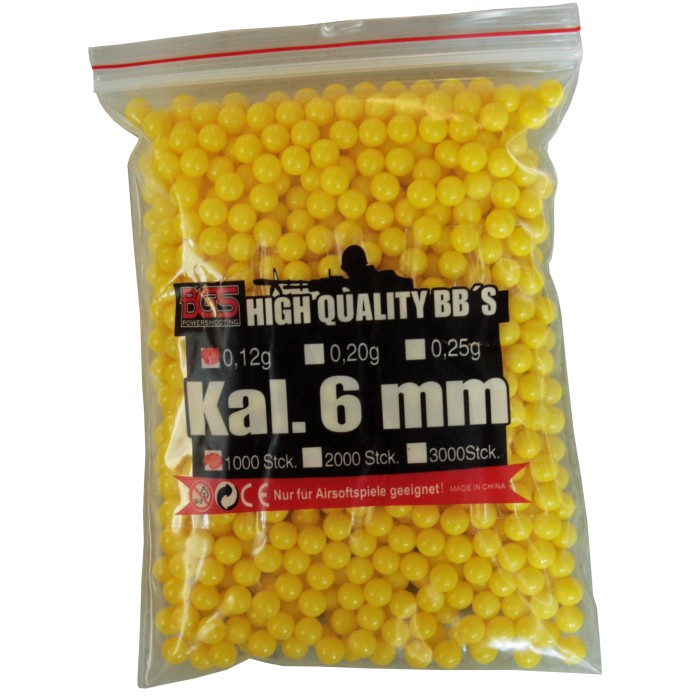 BGS Yellow airsoft bullets ammunition in the 1000 bag 0,12g