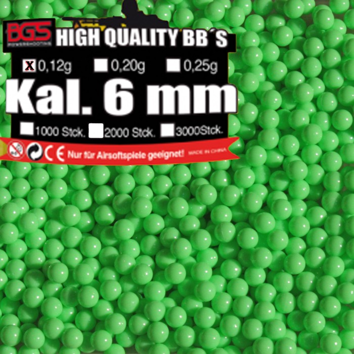 BGS light green airsoft bullets ammunition in the 1000 bag 0,12g