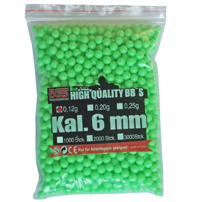 BGS light green airsoft bullets ammunition in the 1000 bag 0,12g