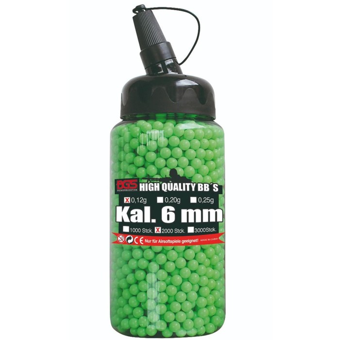 BGS airsoft balls in a practical dispenser 2000 light green 0.12g