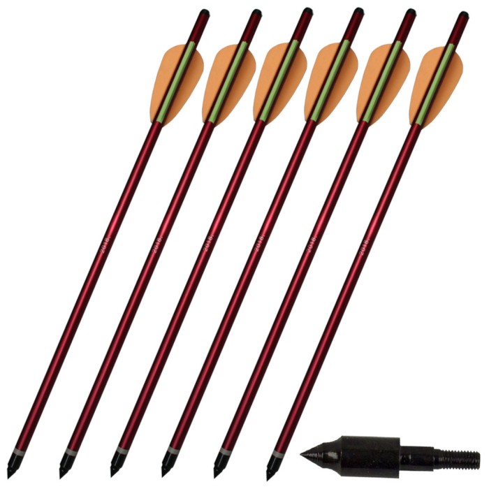 Crossbow Arrows Aluminum 35,5 cm red 6-pack with lace