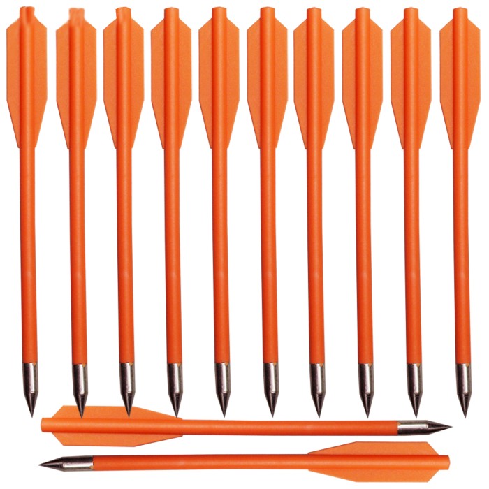 12 crossbow arrows plastic for pistol crossbow with 50 lbs orange