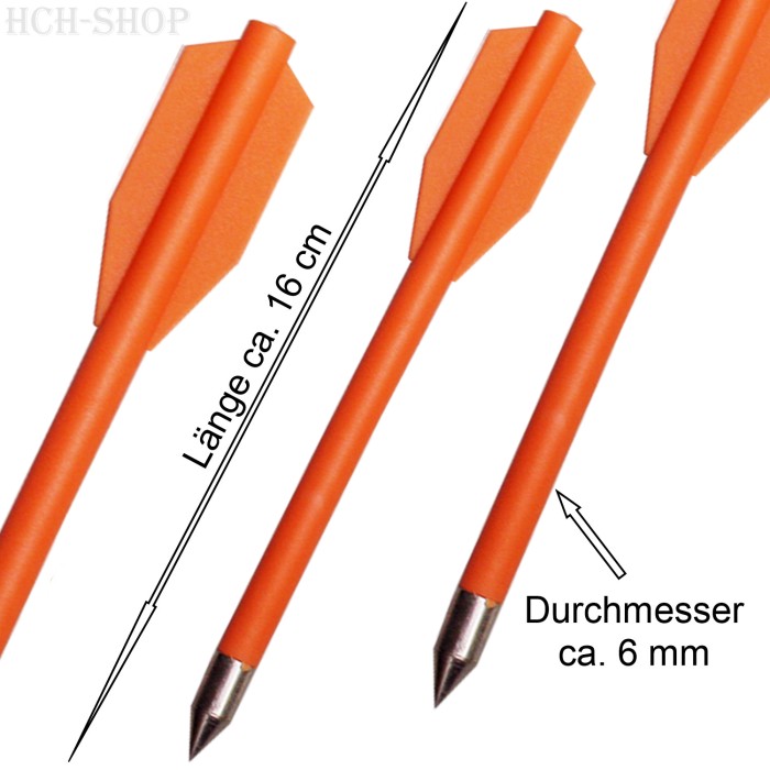 12 crossbow arrows plastic for pistol crossbow with 50 lbs orange