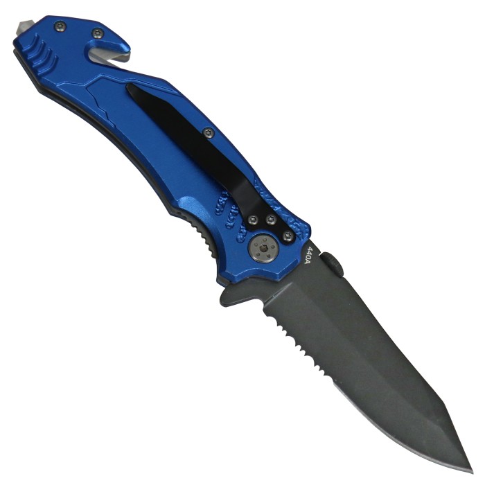 Magnum, Rettungsmesser, Rescue, Teilwelle, Linerlock, Clip, blau