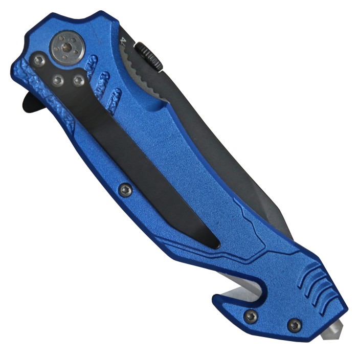 Magnum, Rettungsmesser, Rescue, Teilwelle, Linerlock, Clip, blau