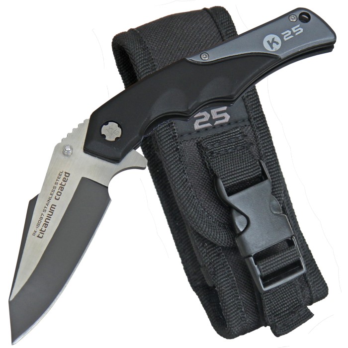 K25, Taschenmesser, Einhand, Alu, Clip, Flipper, Linerlock, Etui