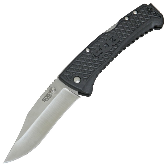 SOG, pocket knife, one-handed, GRN scales, clip, backlock, thumb stud