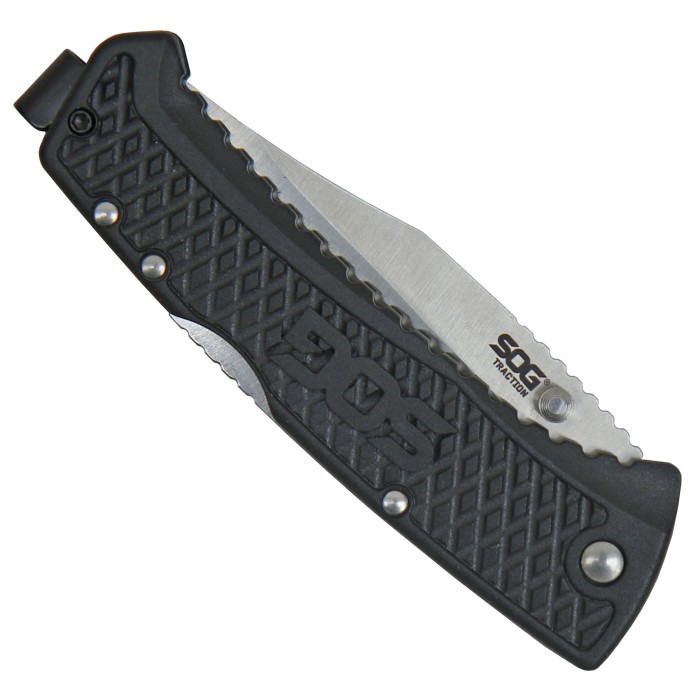 SOG, pocket knife, one-handed, GRN scales, clip, backlock, thumb stud