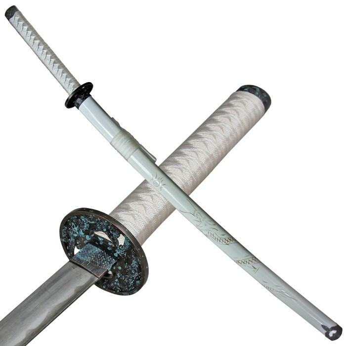 1 Katana White Dragon with wooden scabbard