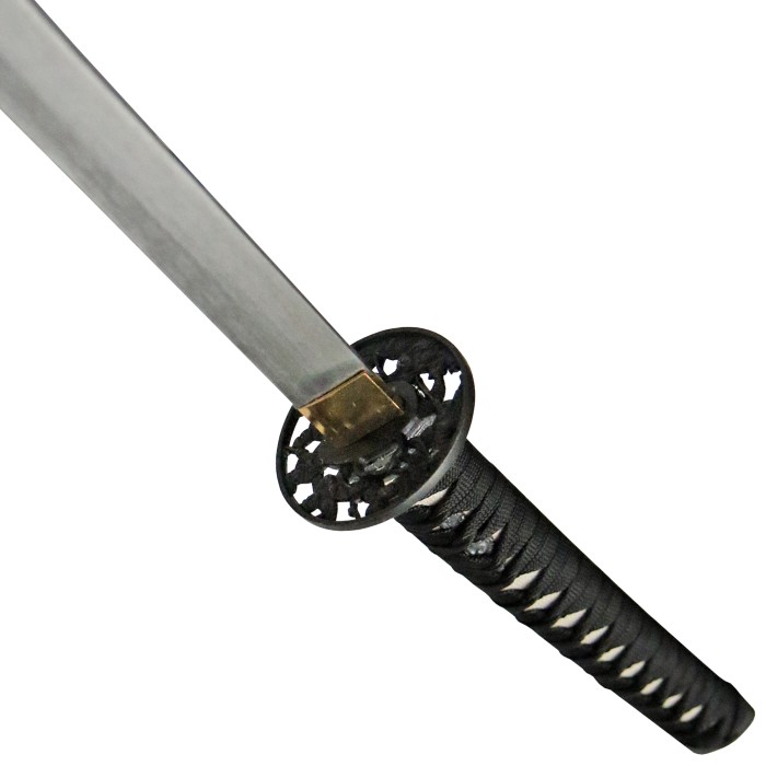 Samuraischwert White Flower, Griff ist mit einem schwarzen Band traditionell umwickelt