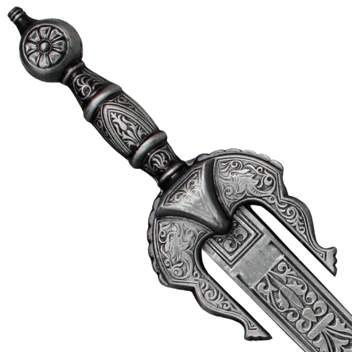 Letter opener, miniature sword, cast metal handle