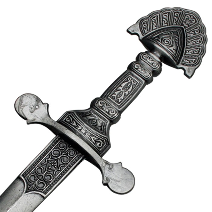 Letter opener, miniature sword, cast metal handle
