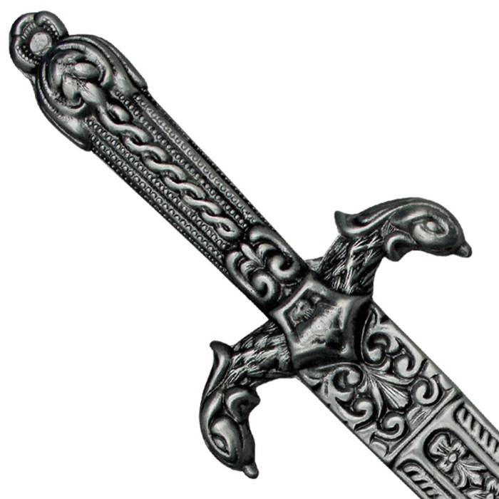 Letter opener, miniature sword, cast metal handle