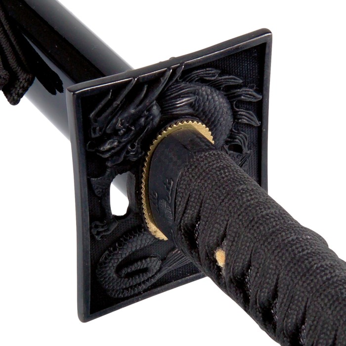Ninja sword with traditional square metal tsuba