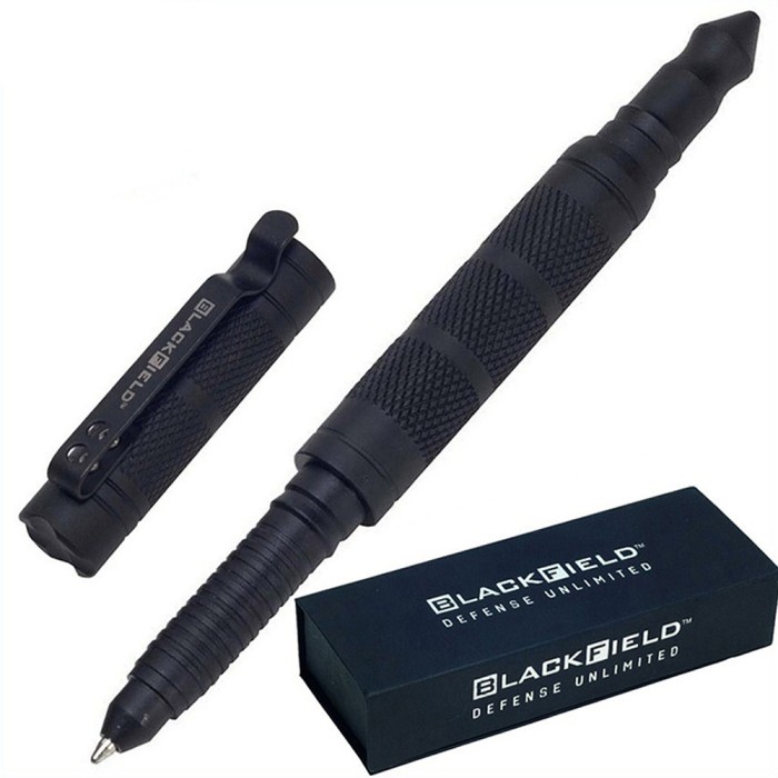 BlackField Tactical Pen, Kugelschreiber mit Kappe schwarz, Security