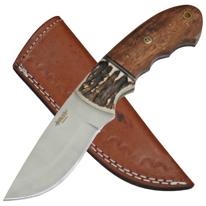 Haller, Outdoormesser, feststehende Klinge, Holz/Hirschhorngriff