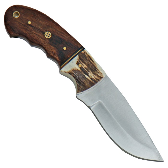 Haller, Outdoormesser, feststehende Klinge, Holz/Hirschhorngriff