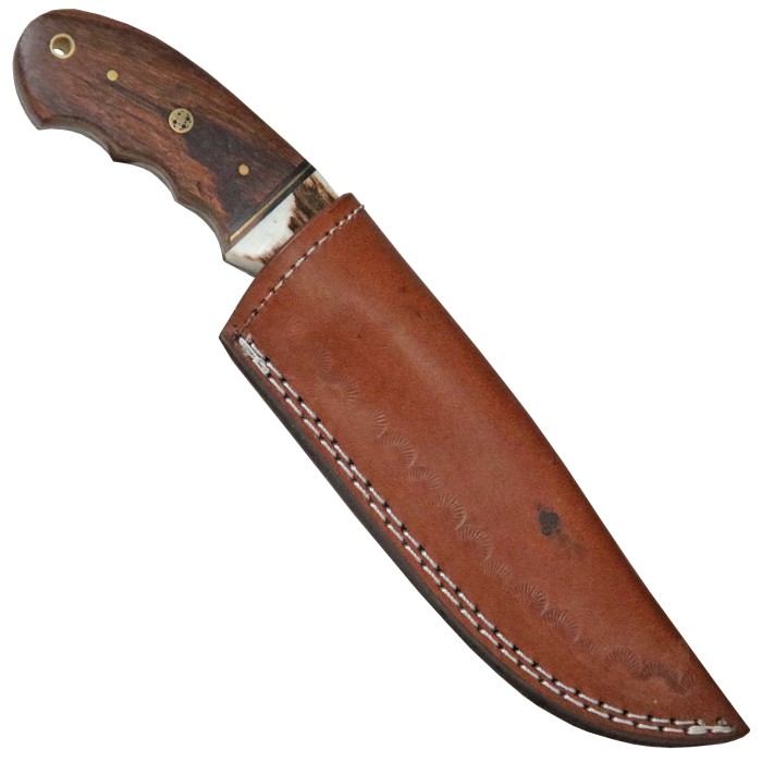 Haller, Outdoormesser, feststehende Klinge, Holz/Hirschhorngriff