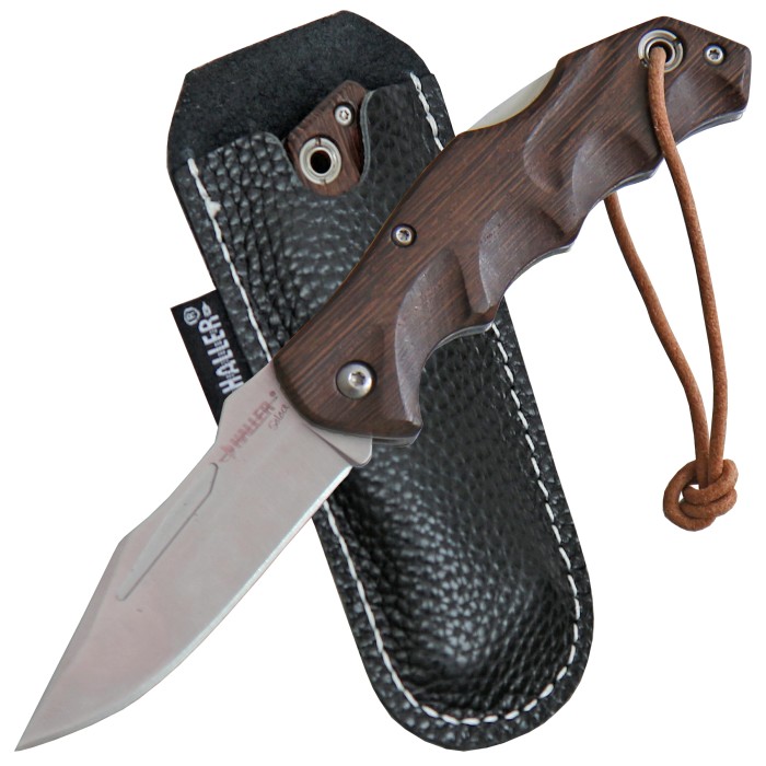 Haller Select, pocket knife, wengen wood, leather case, gift box