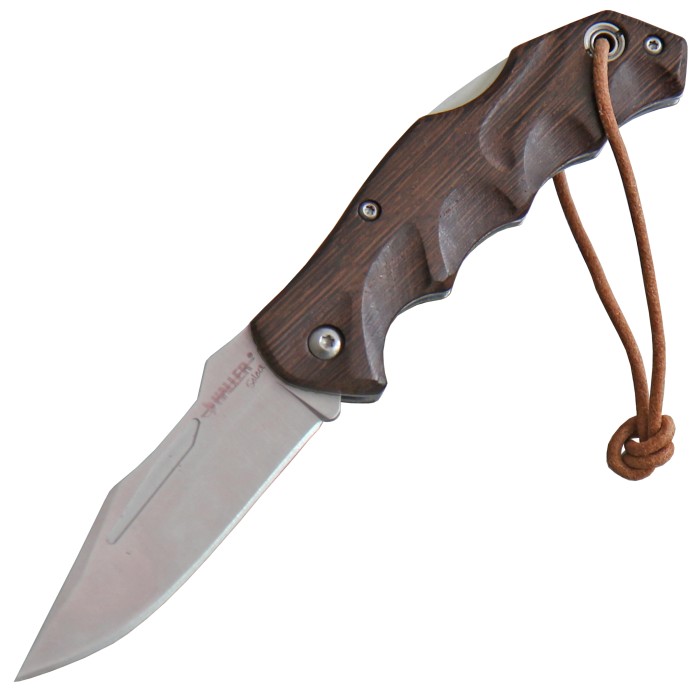 Haller Select, pocket knife, wengen wood, leather case, gift box