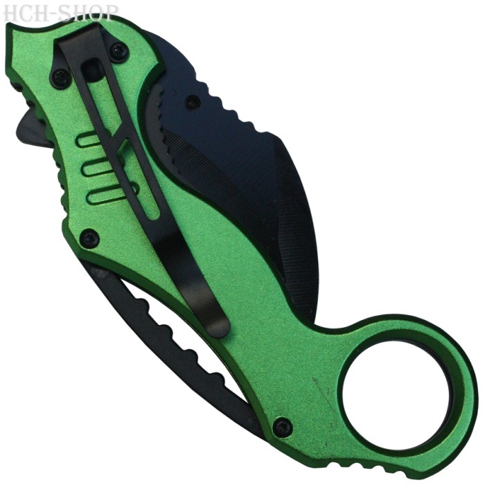 Zombie Dead Karambit Taschenmesser federunterstützt grün/rot
