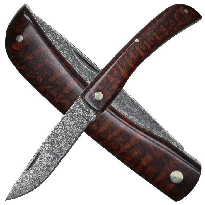 Haller Damast, Taschenmesser klein, Schlangenholz, Etui, Geschenkbox