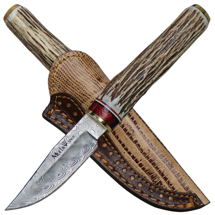 Muela Damast Messer mit Hirschhorngriff in Box