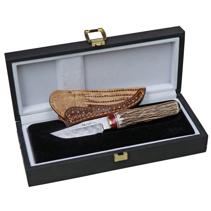 Muela Damast Messer mit Hirschhorngriff in Box