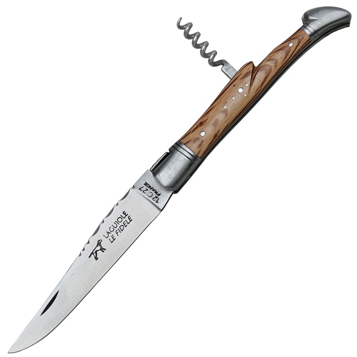 Coutellerie Le Fidele, Laguiole pocket knife, with corkscrew, leather case,