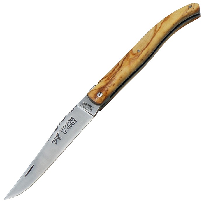 Coutellerie Le Fidele, Laguiole Pocket Knife, Olive Wood, Leather Case