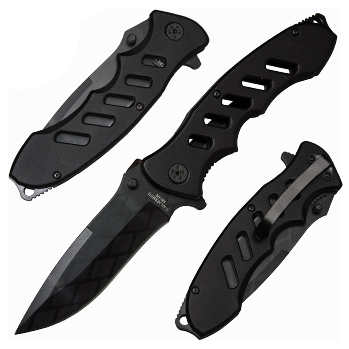 Herbertz One-Hand Knife, Aluminum Handle, Blister Pack